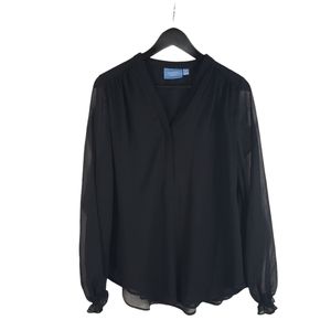 Simply Vera Vera Wang Black Sheer Shirt LS Sz Med